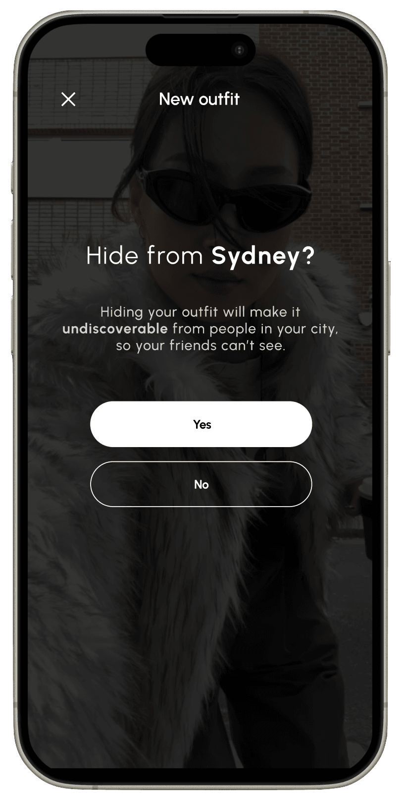 StylSpot app showcasing the hide from community feature