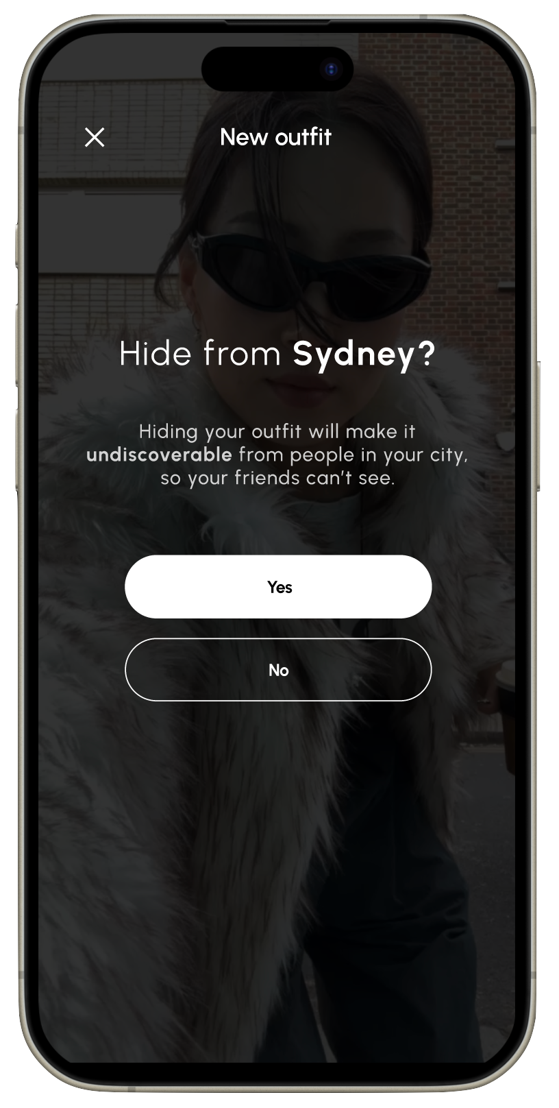 StylSpot app showcasing the hide from community feature